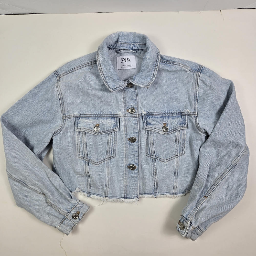 Zara Light Blue Cropped Denim Jacket